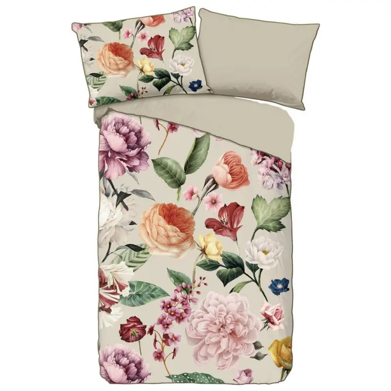 Wendebettwäsche 140x200 cm Fiori Sandfarben Blume