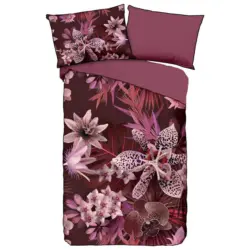 Wendebettw&auml;sche 140x200 cm Farze Descanso Bordeaux Blume