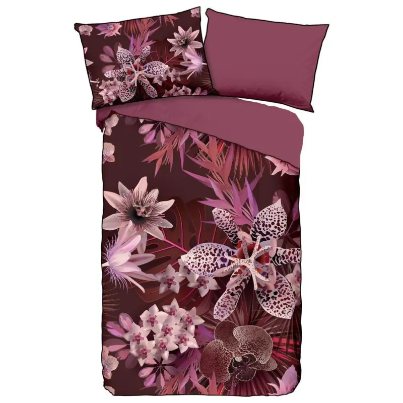 Wendebettw&auml;sche 140x200 cm Farze Descanso Bordeaux Blume