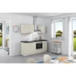 Möbelix Küchenzeile Base ohne Geräte 200 cm Magnolia/Beton Dunkel