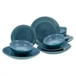 Möbelix Tafelservice Steinzeug 4 Personen Geschirr Set Blau