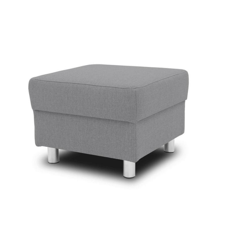 Polsterhocker Jamie Silberfarben Webstoff H: 40 Cm