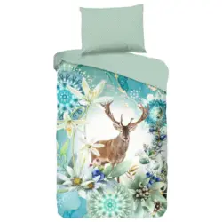 Bettwäsche 140x200 Cm Xela Multicolor Hirsch Motiv