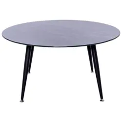 Couchtisch Rund mit Glasplatte In Zementoptik Anthrazit