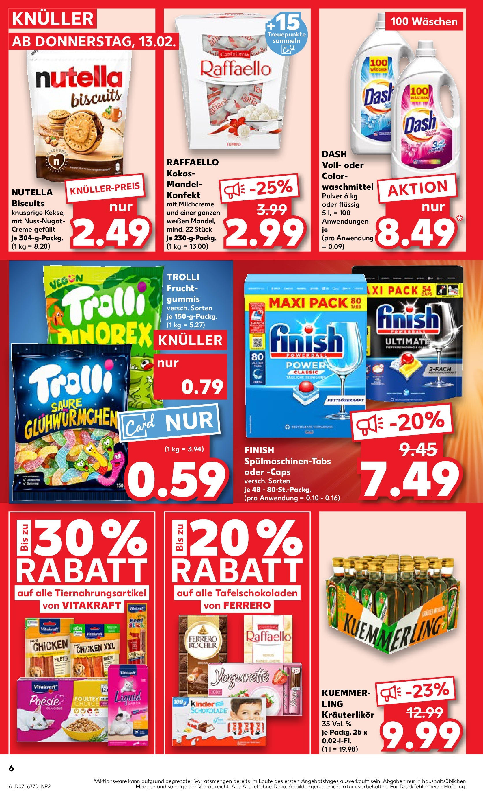 Kaufland - Neuss-Weissenberg, Römerstraße 120 (ab 13.02.2025) » Angebote Online zum Blättern | Seite: 6 | Produkte: Raffaello, Finish, Creme, Spülmaschinentabs