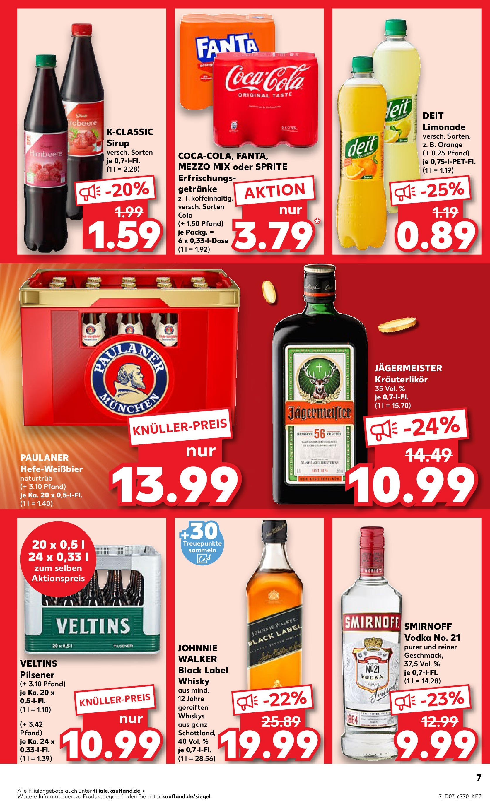 Kaufland - Neuss-Weissenberg, Römerstraße 120 (ab 13.02.2025) » Angebote Online zum Blättern | Seite: 7 | Produkte: Limonade, Smirnoff, Himbeere, Paulaner