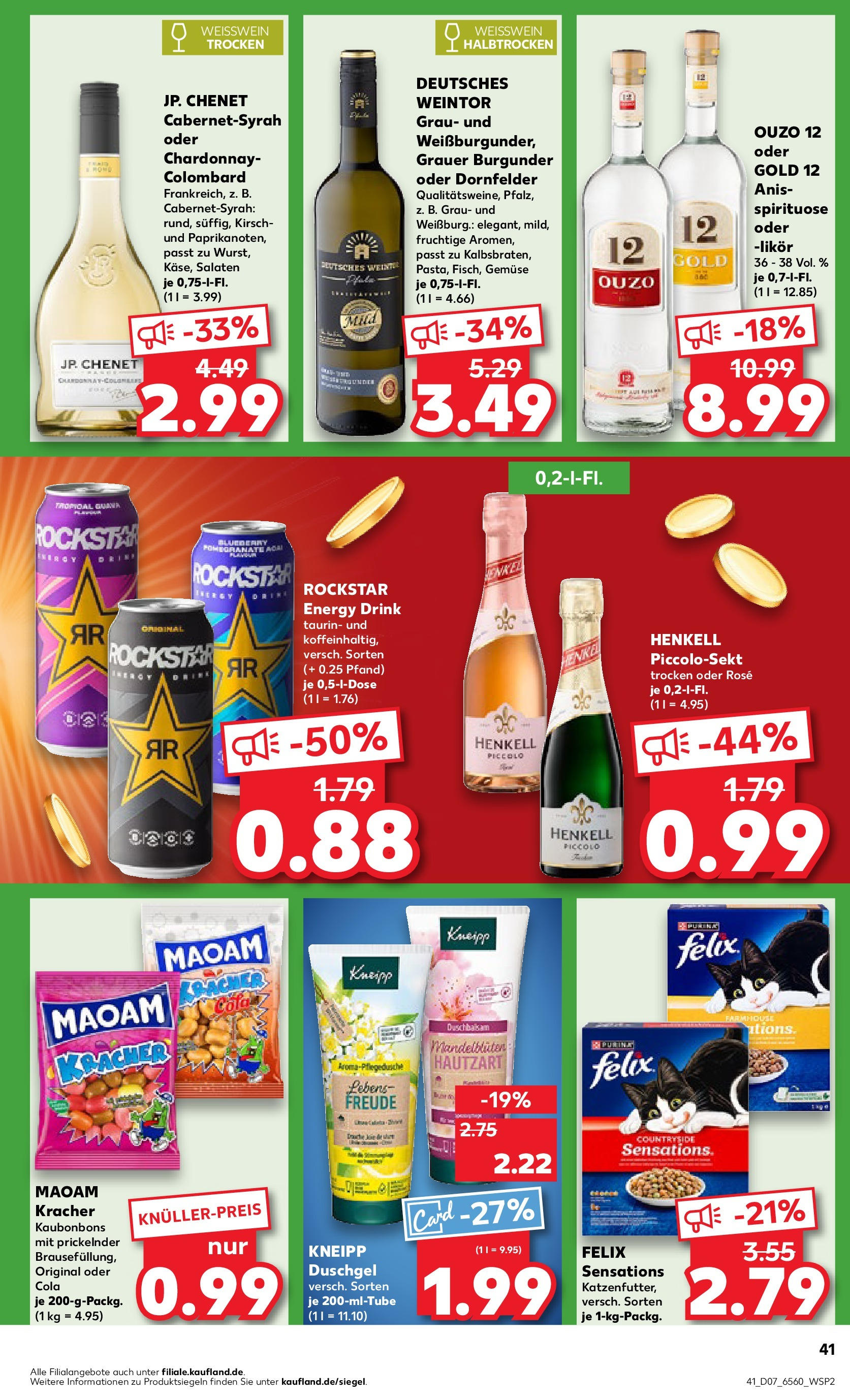 Kaufland - Neuss-Weissenberg, Römerstraße 120 (ab 13.02.2025) » Angebote Online zum Blättern | Seite: 41 | Produkte: Rockstar energy, Cola, Weißwein, Weißwein trocken