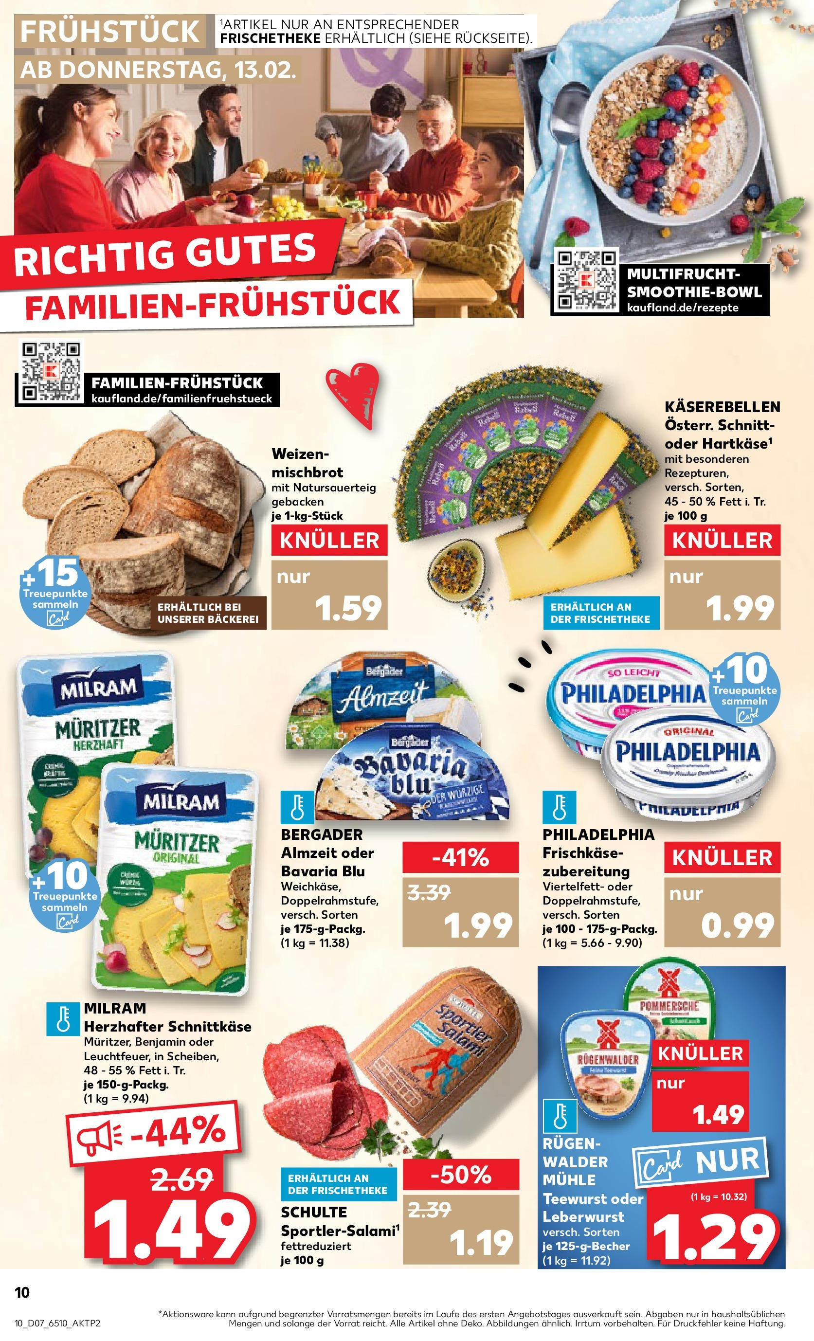 Kaufland - Neuss-Weissenberg, Römerstraße 120 (ab 13.02.2025) » Angebote Online zum Blättern | Seite: 10 | Produkte: Mühle, Philadelphia, Salami, Frischkase