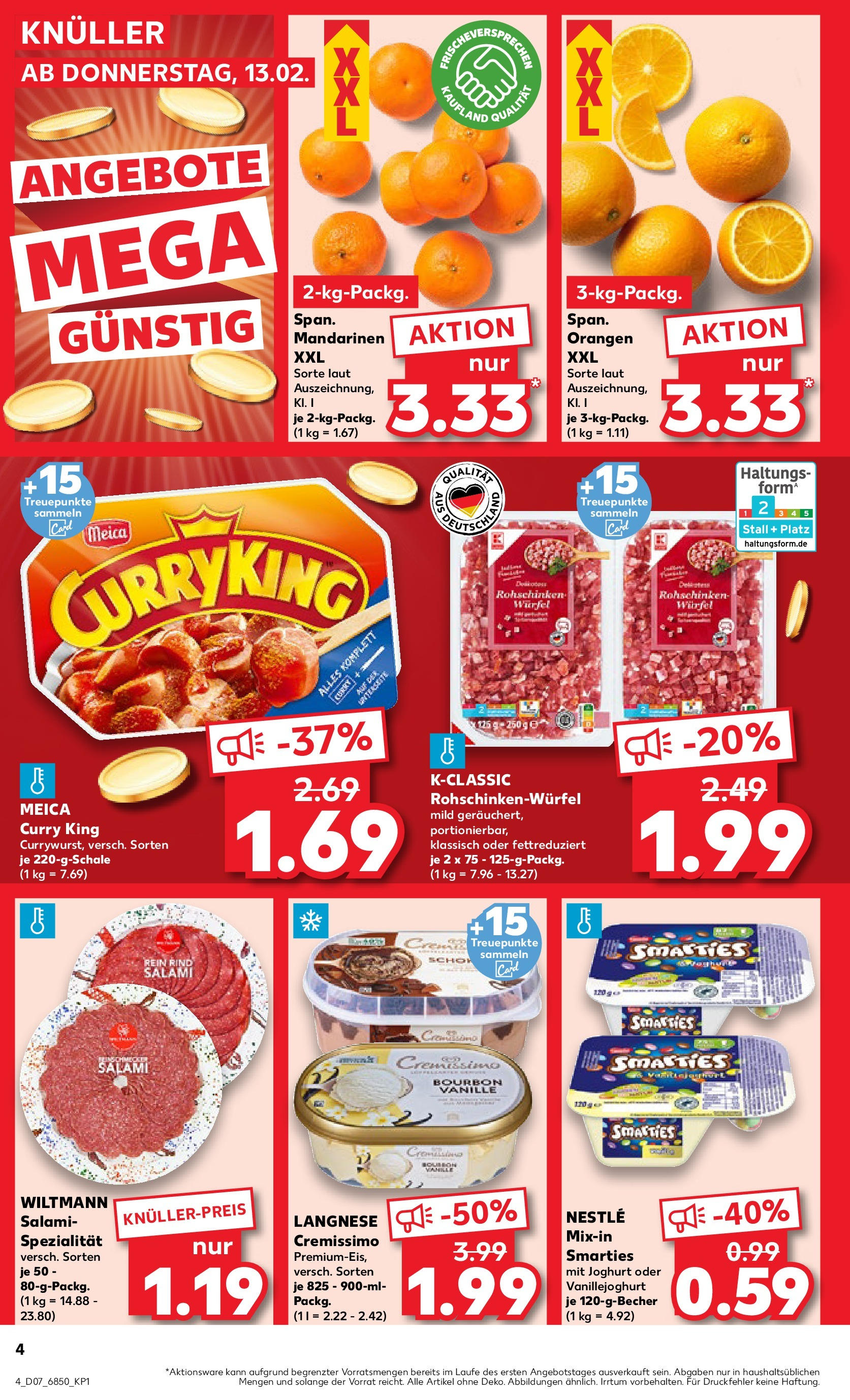 Kaufland - Vilshofen an der Donau, Hösamer Feld 7 (ab 13.02.2025) » Angebote Online zum Blättern | Seite: 4 | Produkte: Langnese, Joghurt, Mandarinen, Bourbon