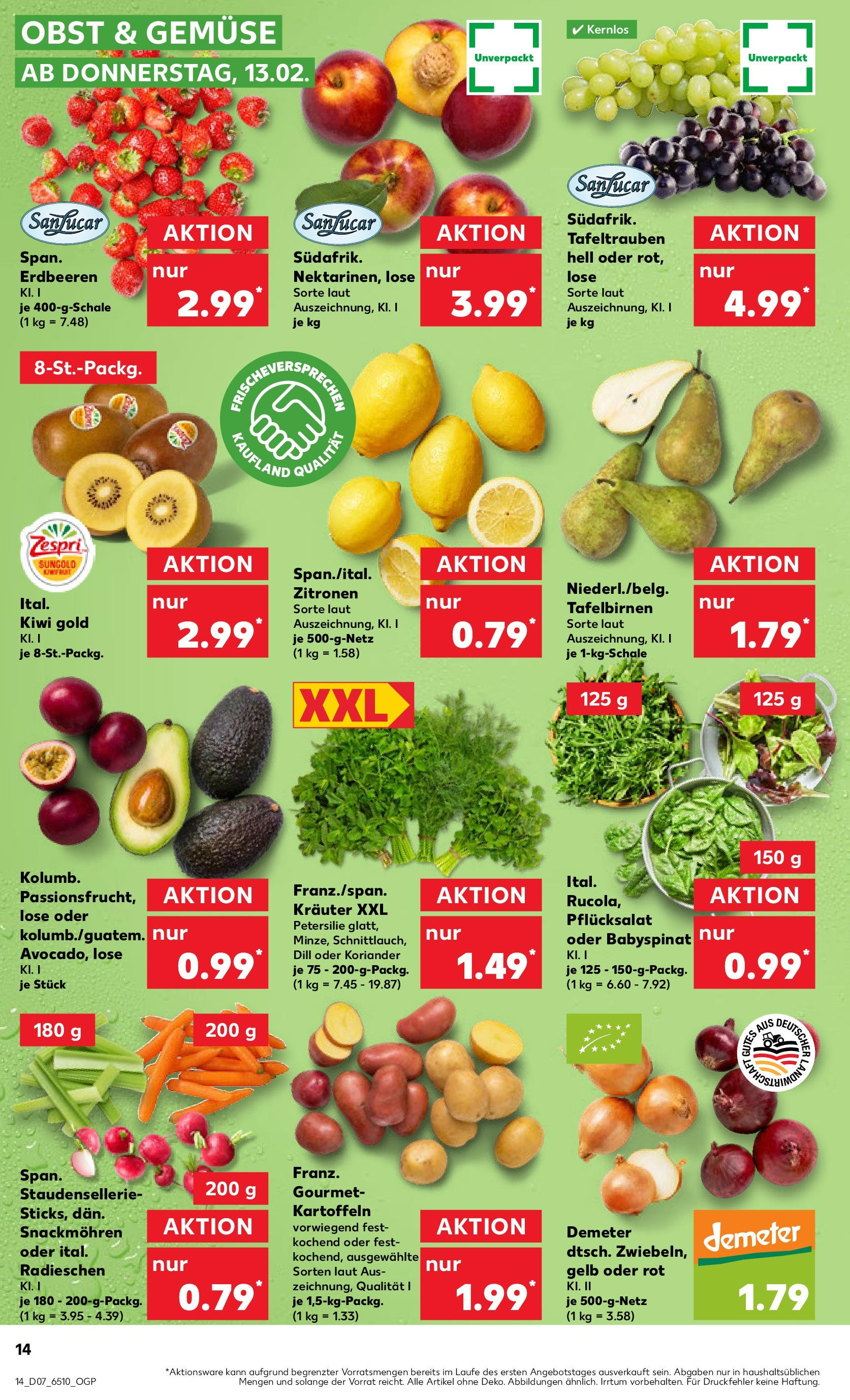 Kaufland - Neuss-Weissenberg, Römerstraße 120 (ab 13.02.2025) » Angebote Online zum Blättern | Seite: 14 | Produkte: Gemüse, Dill, Erdbeeren, Kiwi