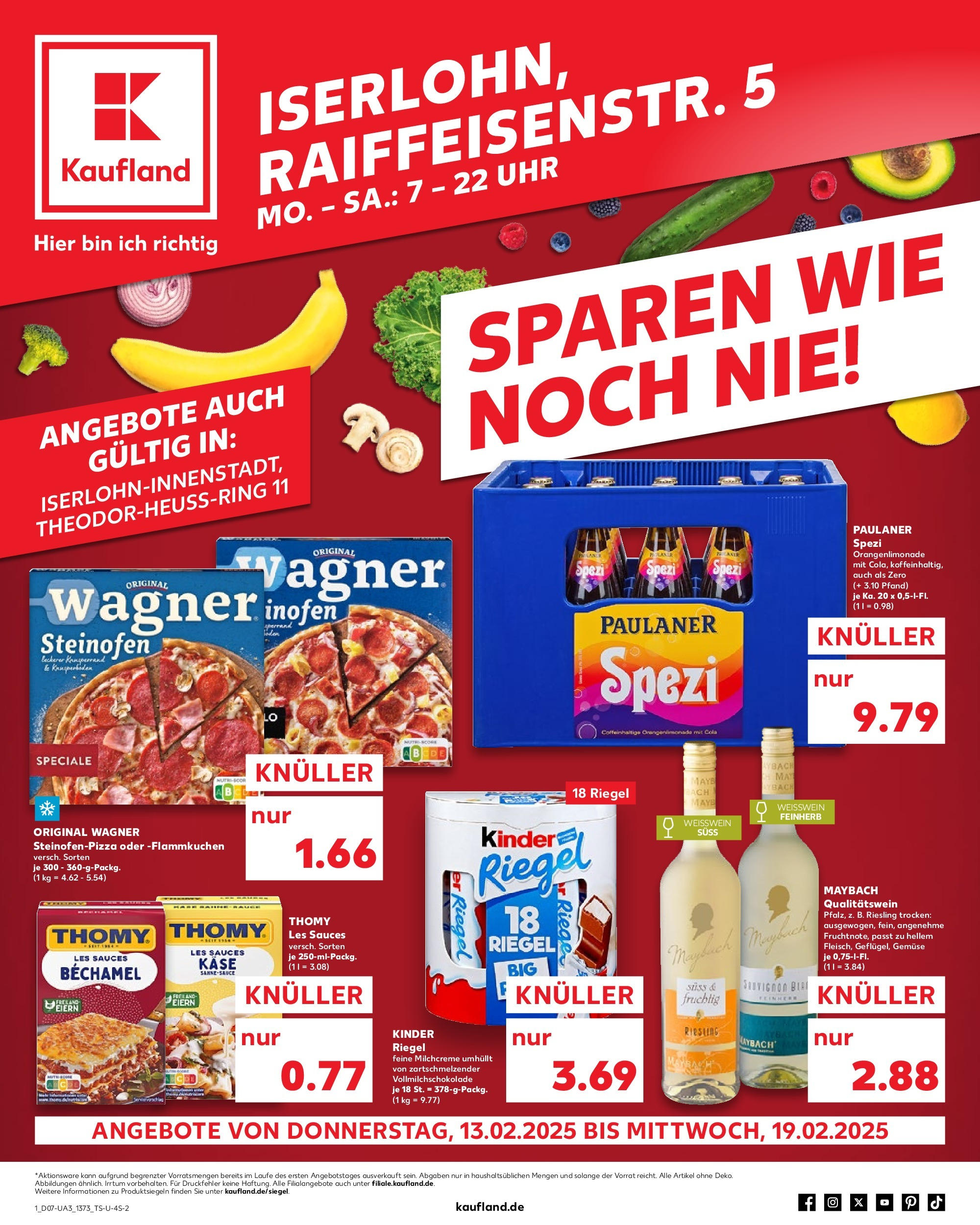 Kaufland - Iserlohn, Theodor-Heuss-Ring 11 (ab 13.02.2025) » Angebote Online zum Blättern | Seite: 1 | Produkte: Thomy les sauces, Käse, Uhr, Paulaner