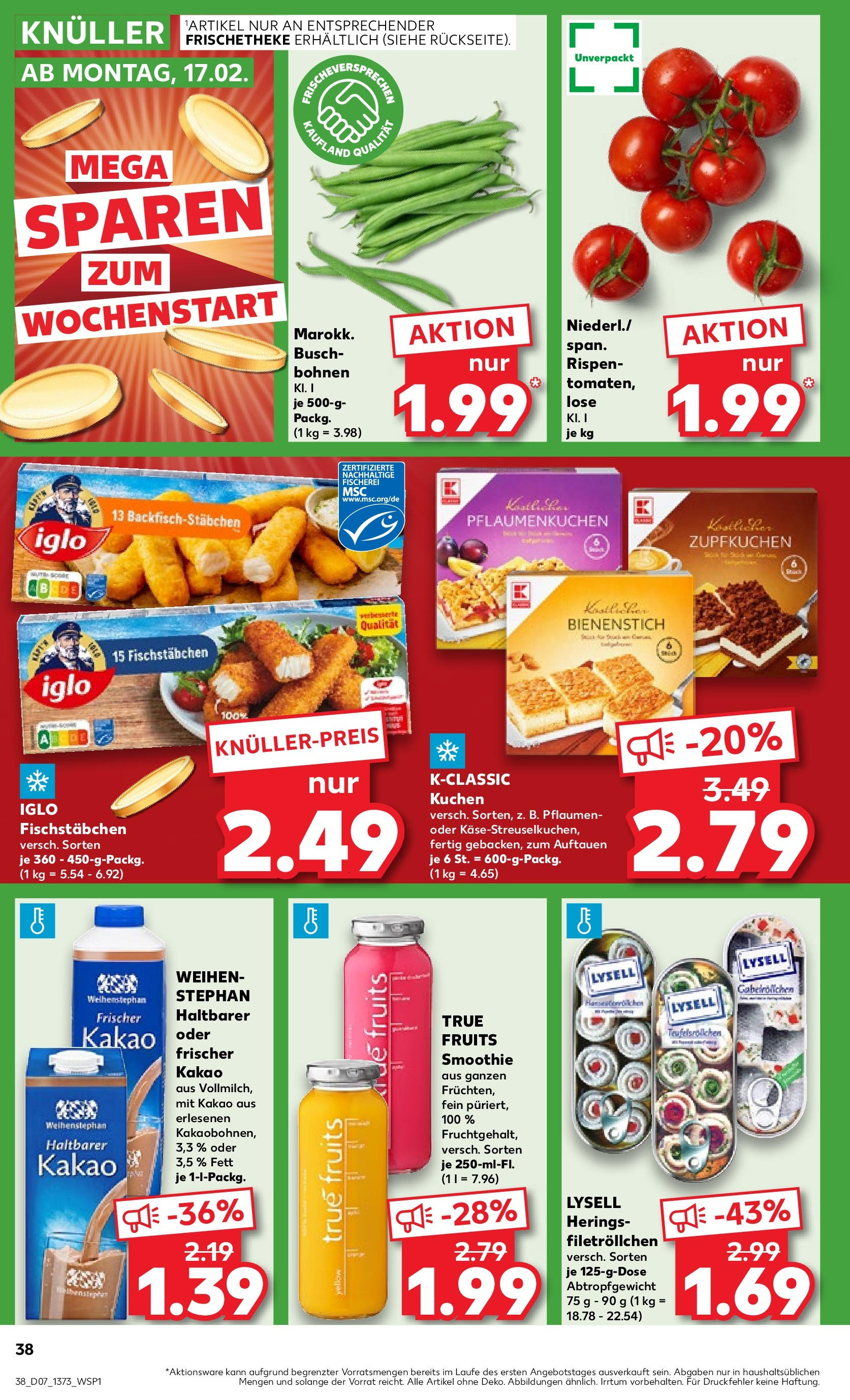 Kaufland - Iserlohn, Theodor-Heuss-Ring 11 (ab 13.02.2025) » Angebote Online zum Blättern | Seite: 42 | Produkte: Pflaumen, Iglo, Fischstabchen, Kuchen