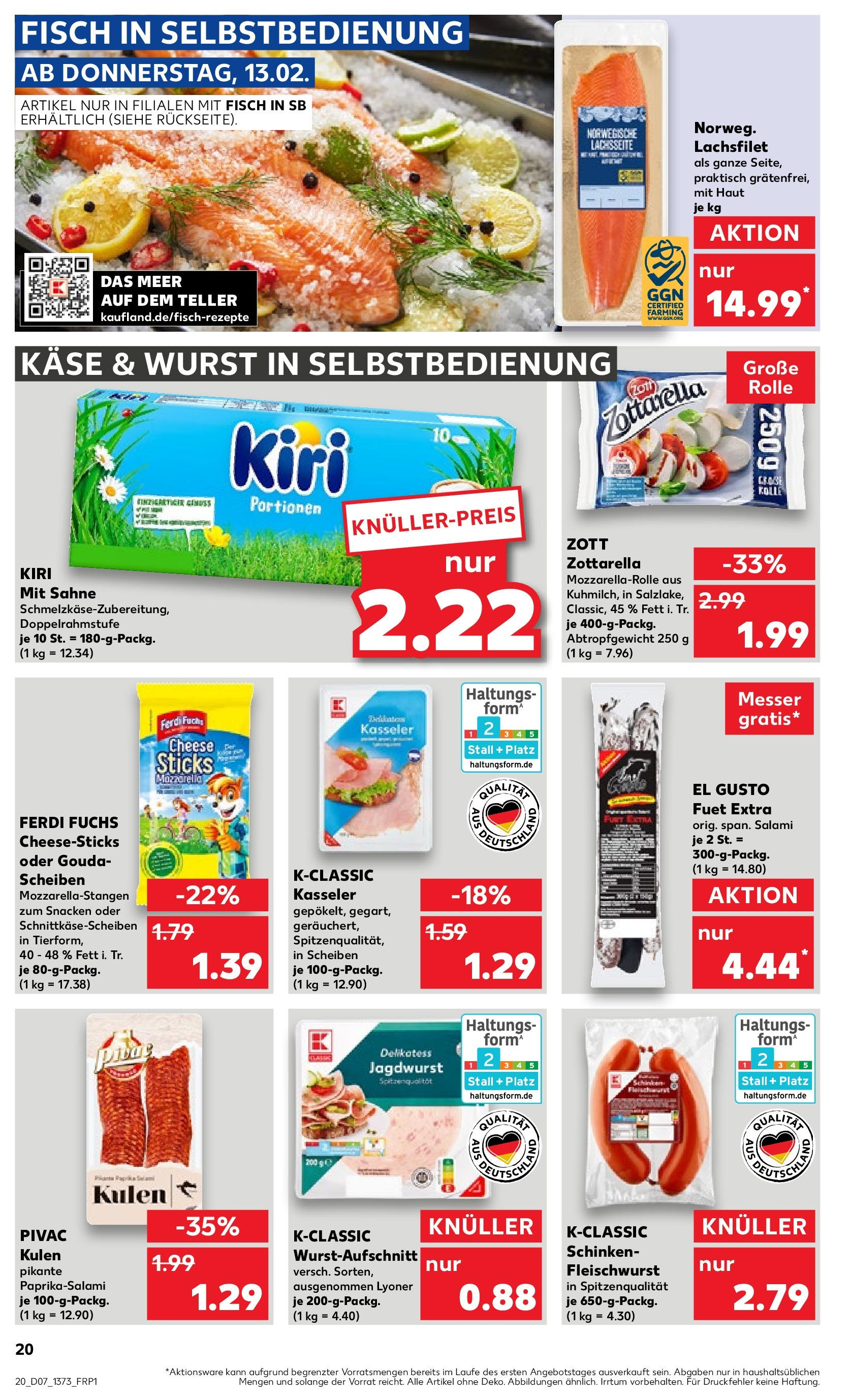 Kaufland - Iserlohn, Theodor-Heuss-Ring 11 (ab 13.02.2025) » Angebote Online zum Blättern | Seite: 24 | Produkte: Käse, Mozzarella, Wurst, Sahne