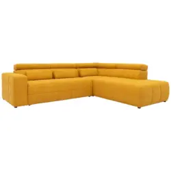 Ecksofa + Kopfteilverstellung Brandon Orange Mikrofaser