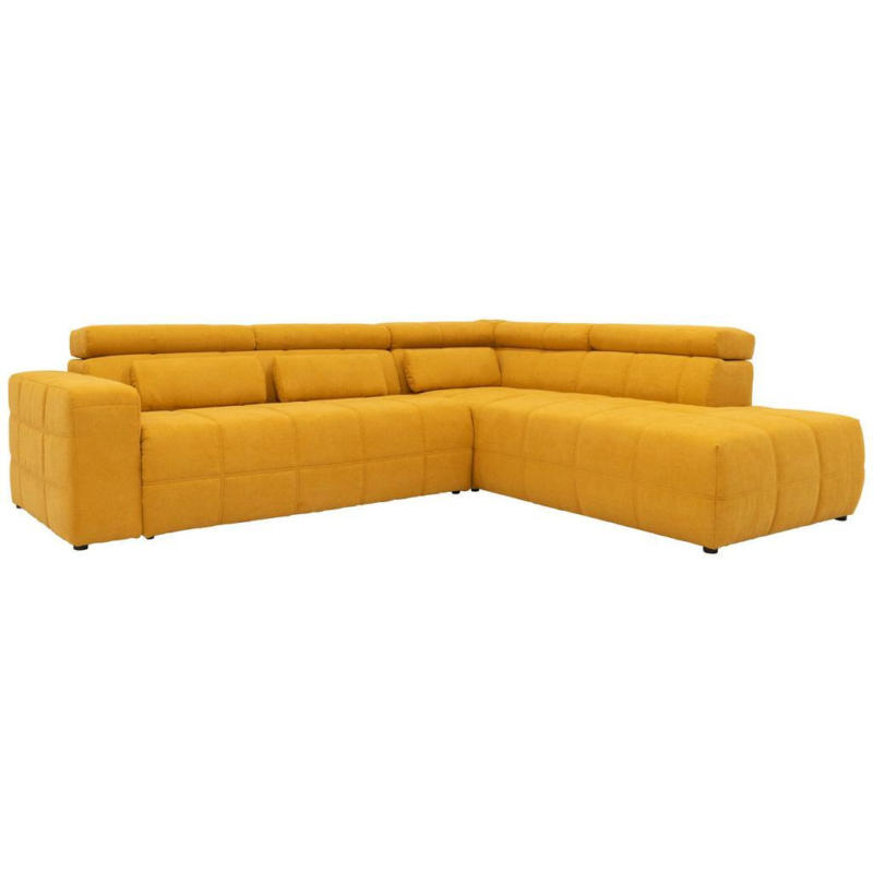 Ecksofa + Kopfteilverstellung Brandon Orange Mikrofaser