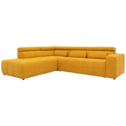 Ecksofa + Kopfteilverstellung Brandon Orange Mikrofaser
