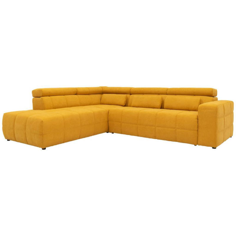 Ecksofa + Kopfteilverstellung Brandon Orange Mikrofaser