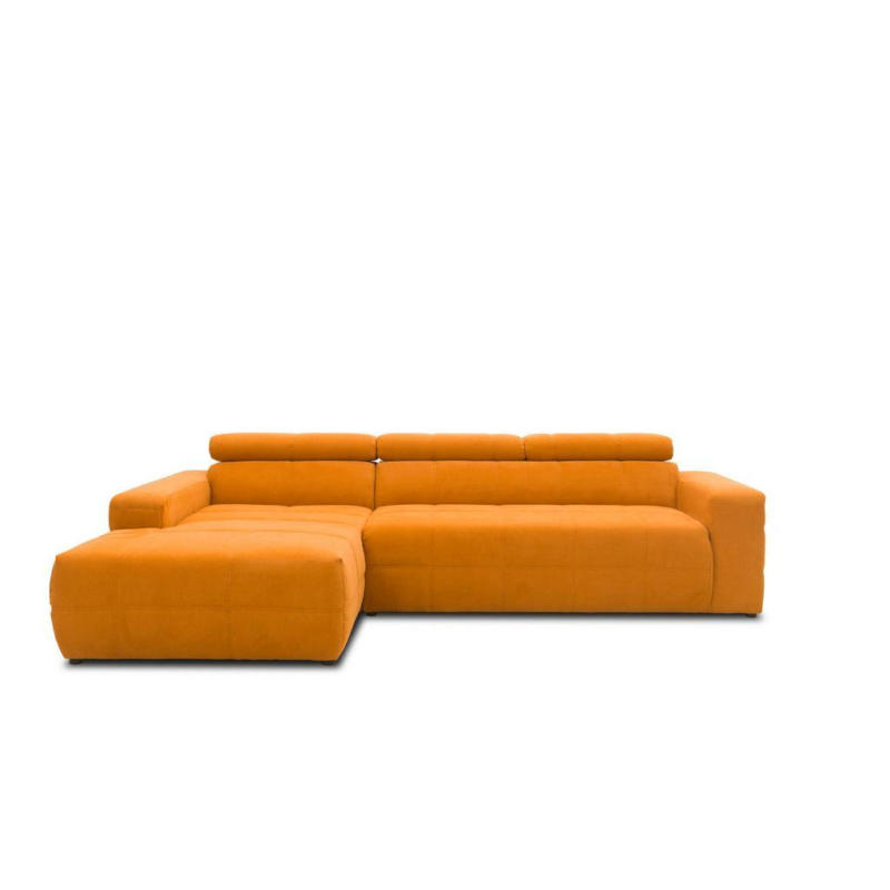 Ecksofa + Kopfteilverstellung Brandon Orange Mikrofaser