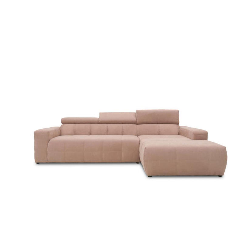 Ecksofa + Kopfteilverstellung Brandon Pink Mikrofaser