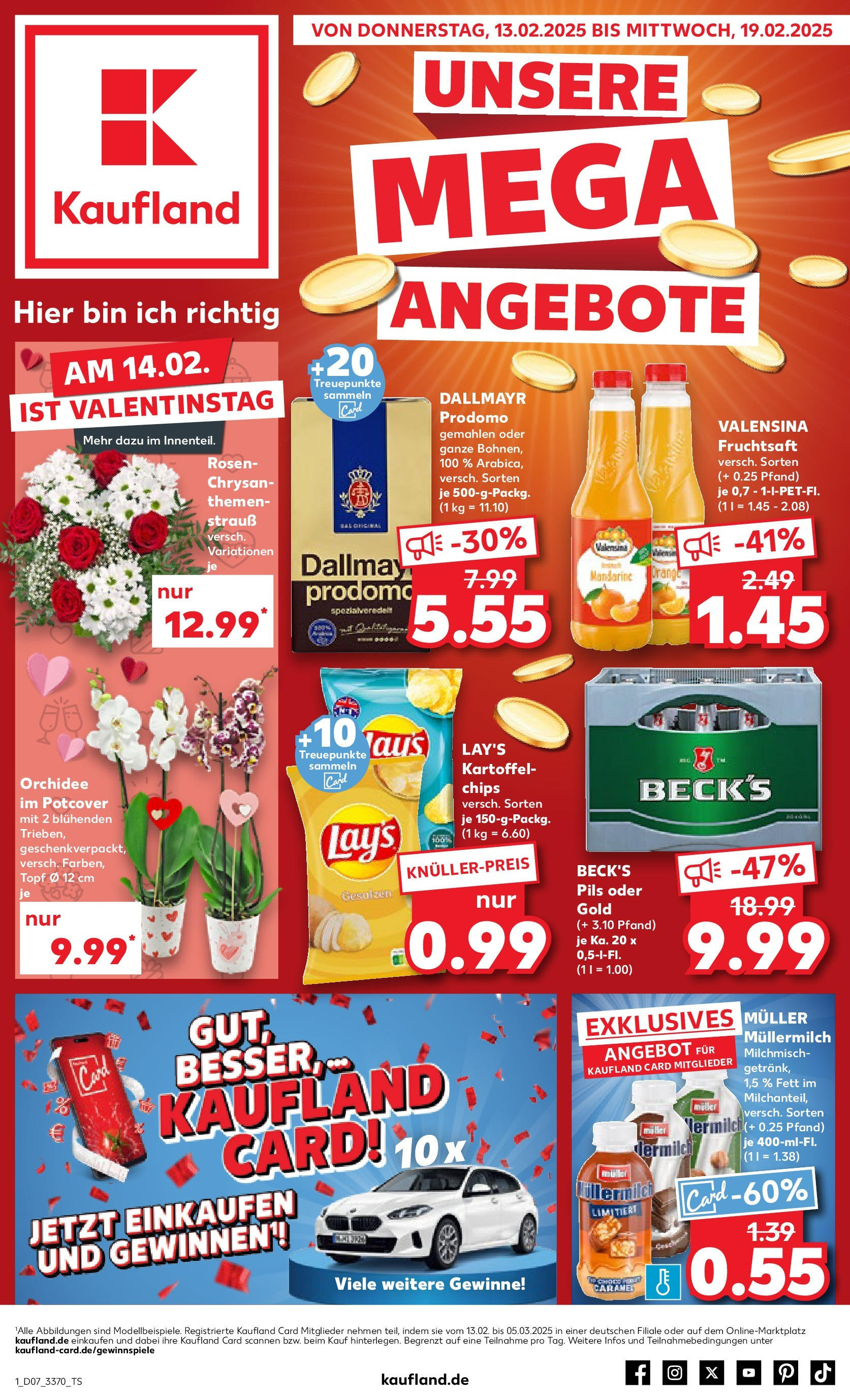 Kaufland - Berlin-Reinickendorf, Ollenhauerstraße 122 (ab 13.02.2025) » Angebote Online zum Blättern | Seite: 1 | Produkte: Pils, Valensina, Dallmayr prodomo, Fruchtsaft