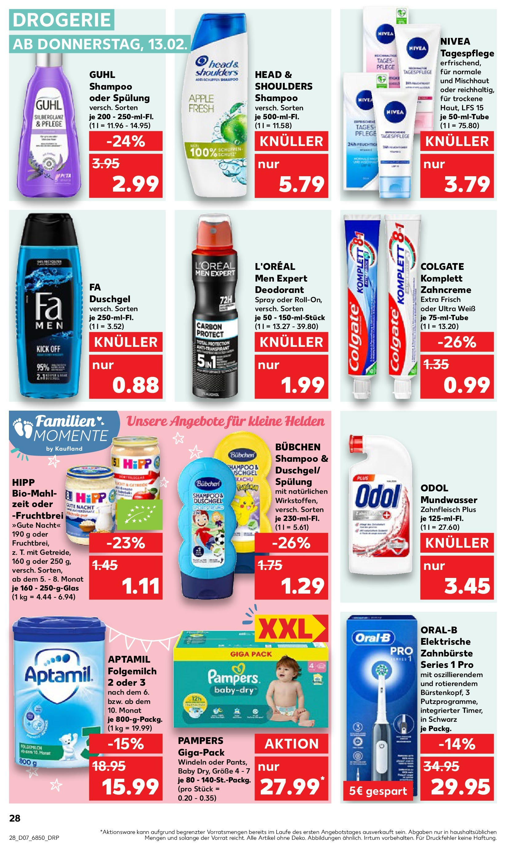 Kaufland - Vilshofen an der Donau, Hösamer Feld 7 (ab 13.02.2025) » Angebote Online zum Blättern | Seite: 28 | Produkte: Shampoo, Spülung, Deodorant, Zahnbürste