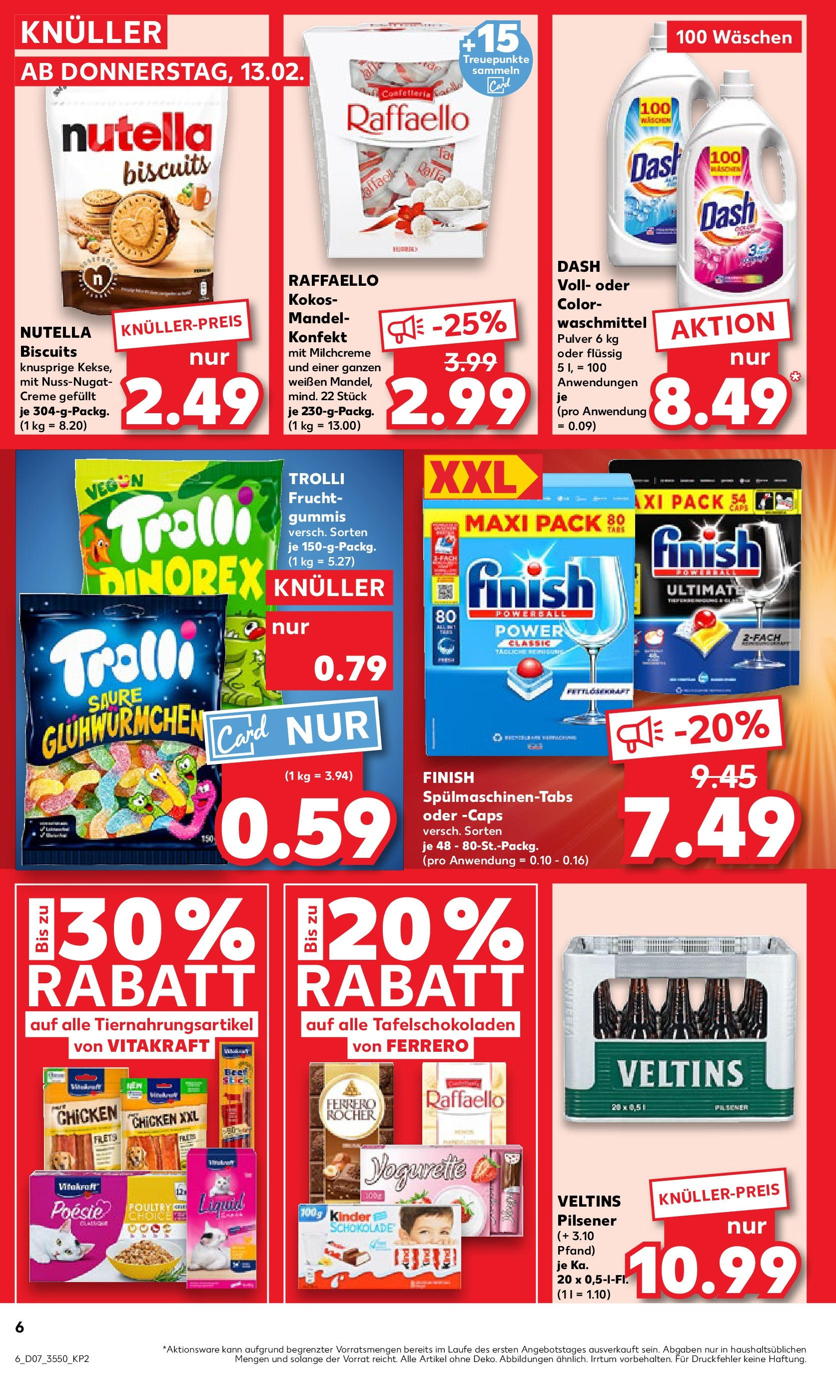 Kaufland - Berlin-Reinickendorf, Ollenhauerstraße 122 (ab 13.02.2025) » Angebote Online zum Blättern | Seite: 6 | Produkte: Kinder schokolade, Finish, Nutella, Veltins