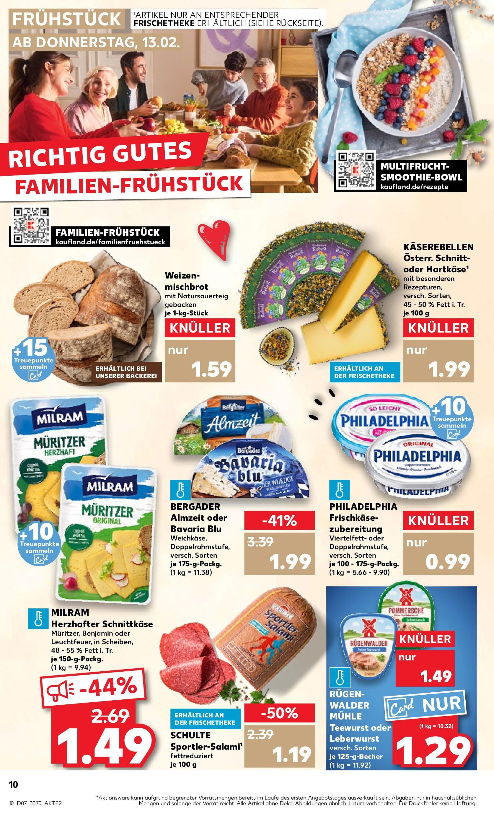 Kaufland - Berlin-Reinickendorf, Ollenhauerstraße 122 (ab 13.02.2025) » Angebote Online zum Blättern | Seite: 10 | Produkte: Mühle, Milram, Salami, Frischkase