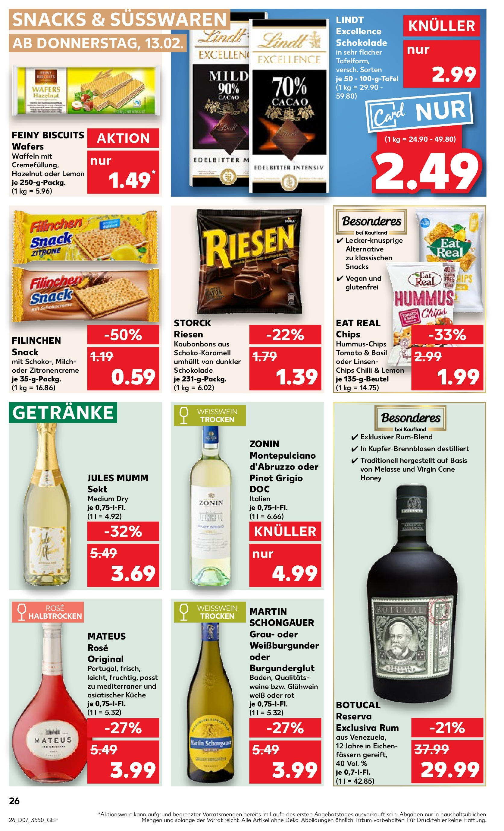 Kaufland - Berlin-Reinickendorf, Ollenhauerstraße 122 (ab 13.02.2025) » Angebote Online zum Blättern | Seite: 26 | Produkte: Schokolade, Sekt, Rum, Küche