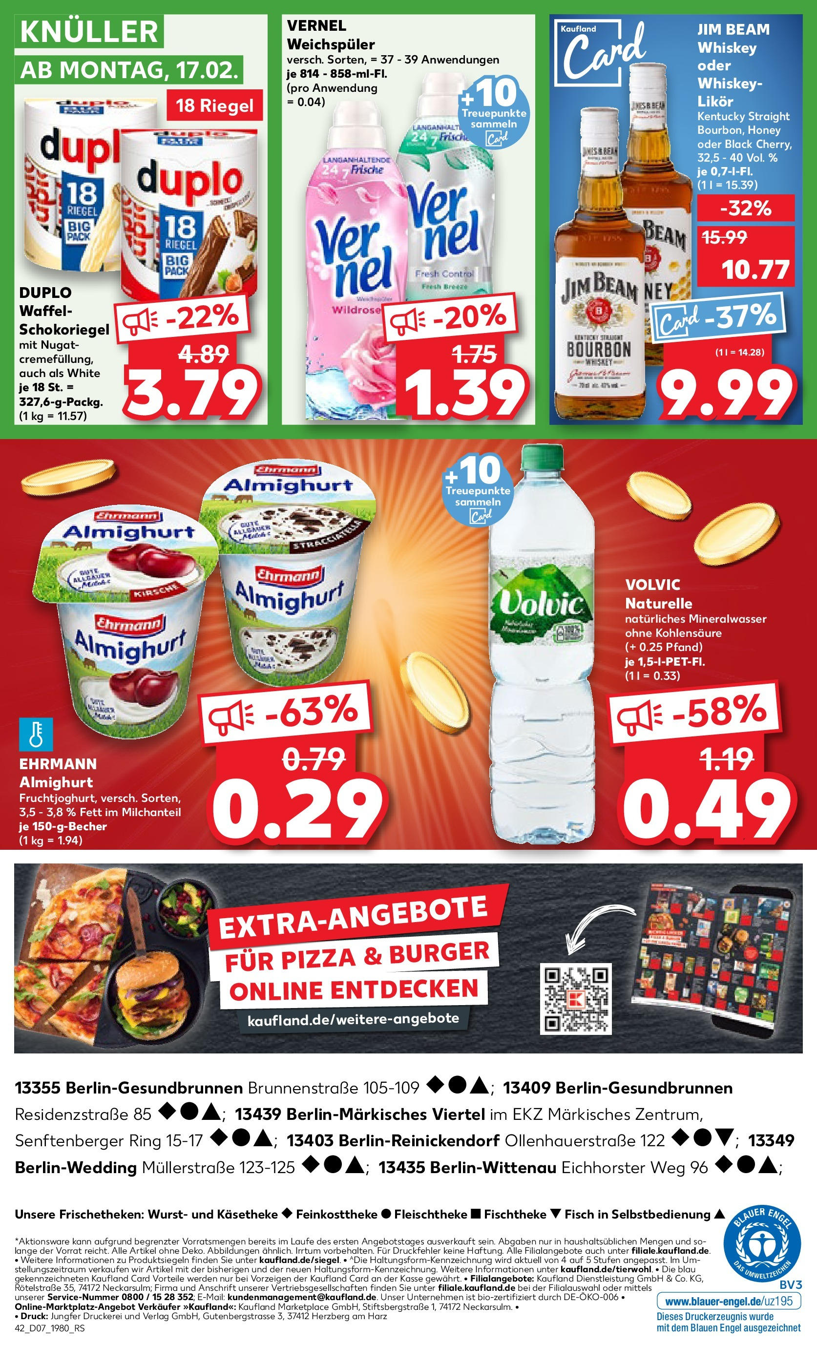 Kaufland - Berlin-Reinickendorf, Ollenhauerstraße 122 (ab 13.02.2025) » Angebote Online zum Blättern | Seite: 42 | Produkte: Likör, Pizza, Whiskey, Vernel