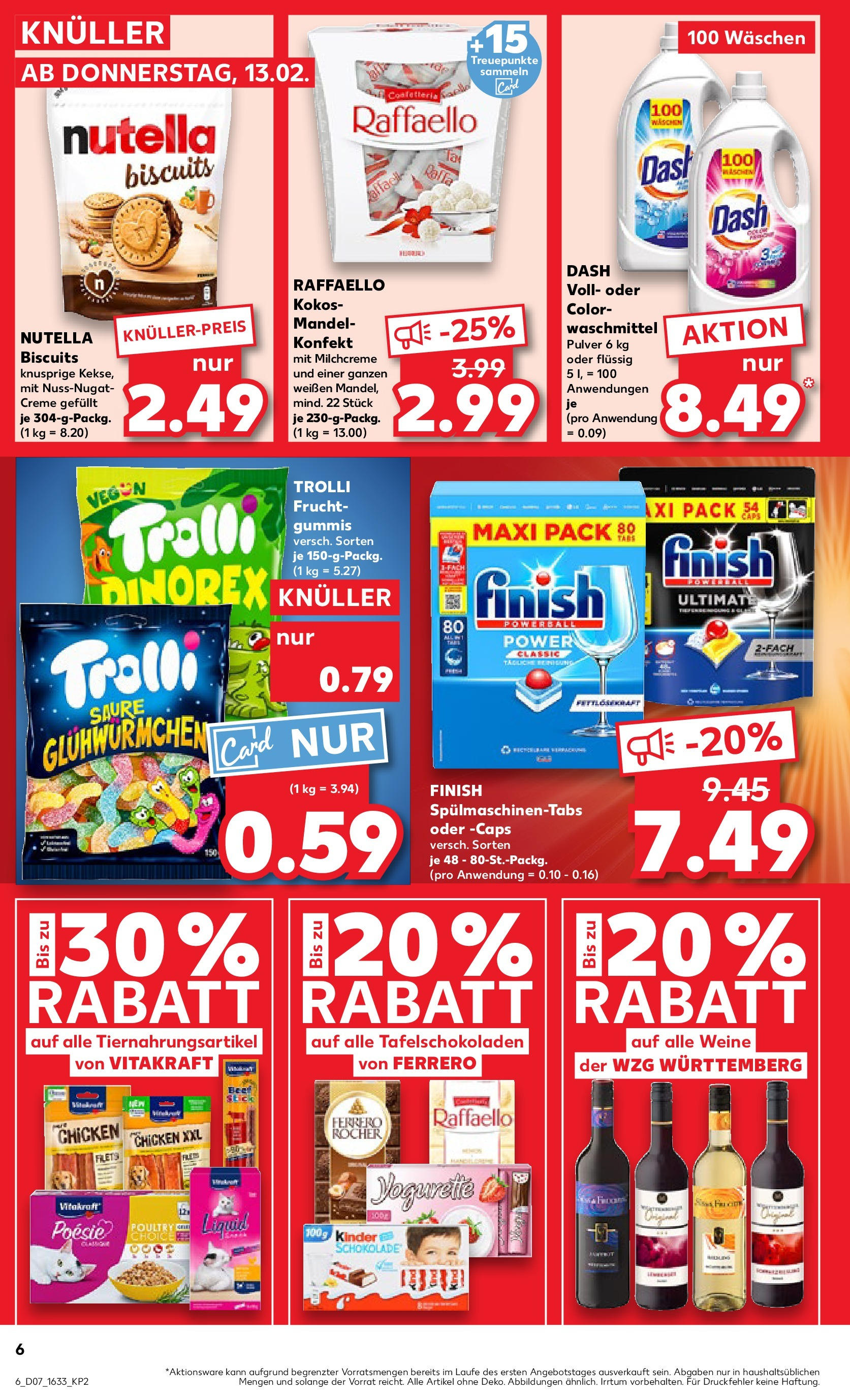 Kaufland - München-Moosach, Bunzlauer Platz 5-7 (ab 13.02.2025) » Angebote Online zum Blättern | Seite: 6 | Produkte: Kinder schokolade, Finish, Creme, Spülmaschinentabs