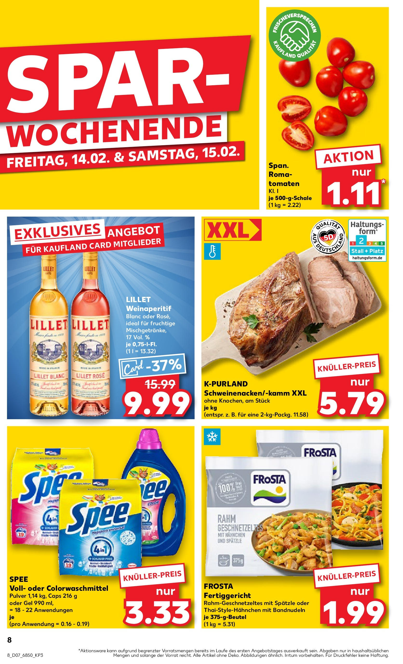 Kaufland - München-Moosach, Bunzlauer Platz 5-7 (ab 13.02.2025) » Angebote Online zum Blättern | Seite: 8 | Produkte: Hahnchen, Frosta, Lillet, Spee