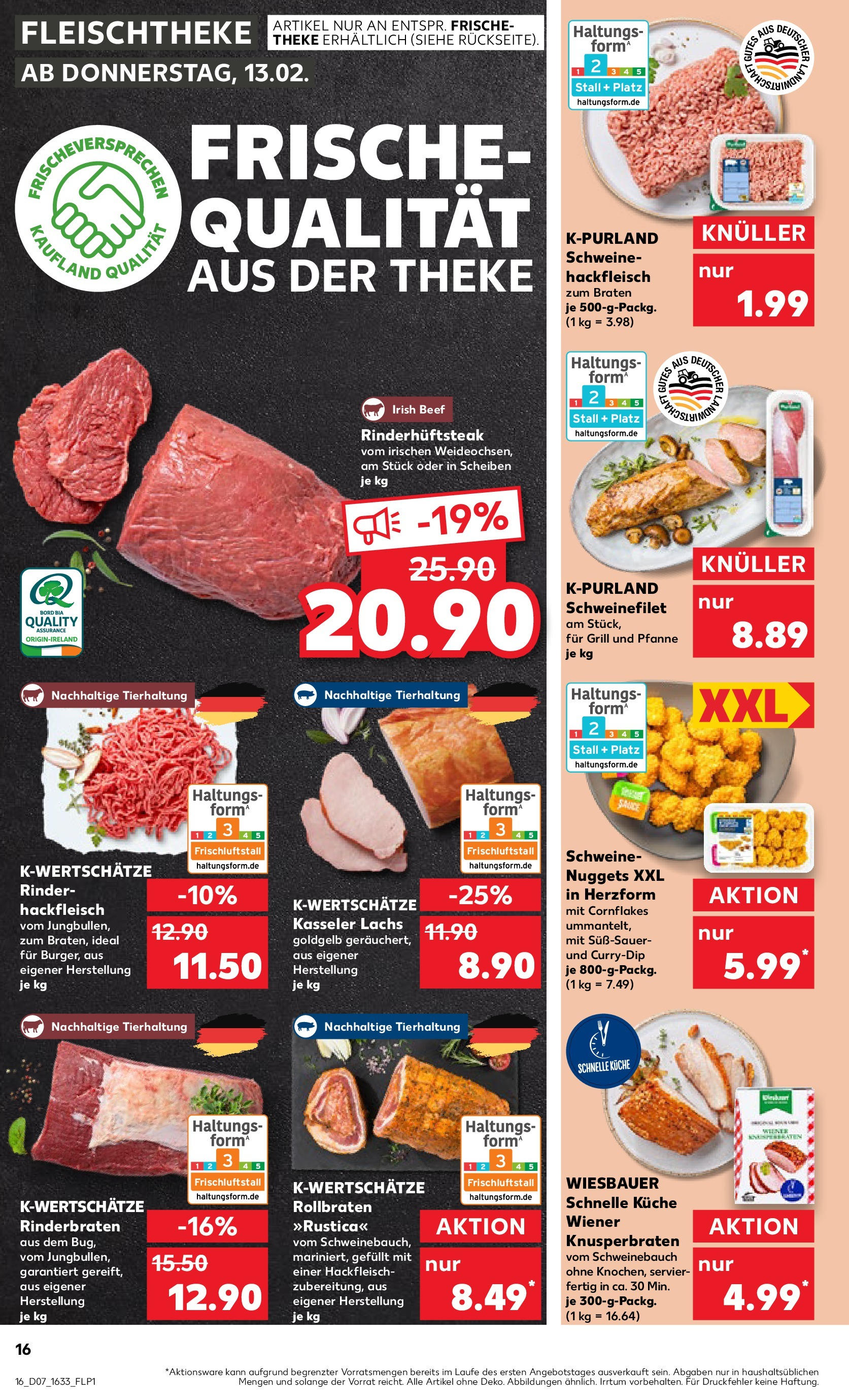 Kaufland - München-Moosach, Bunzlauer Platz 5-7 (ab 13.02.2025) » Angebote Online zum Blättern | Seite: 16 | Produkte: Schweinebauch, Küche, Schweinefilet, Hackfleisch