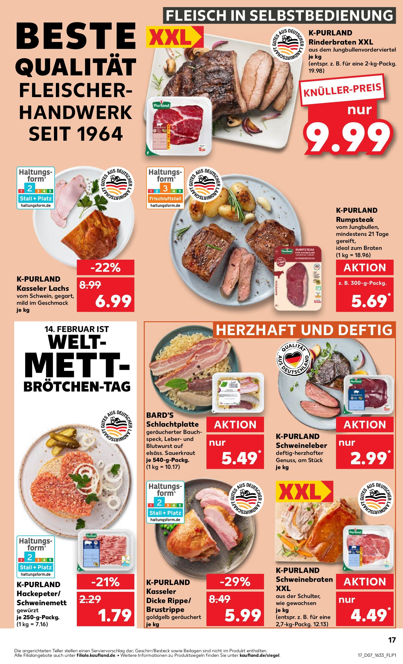 Kaufland - München-Moosach, Bunzlauer Platz 5-7 (ab 13.02.2025) » Angebote Online zum Blättern | Seite: 17 | Produkte: Rinderbraten, Rumpsteak, Lachs, Fleisch