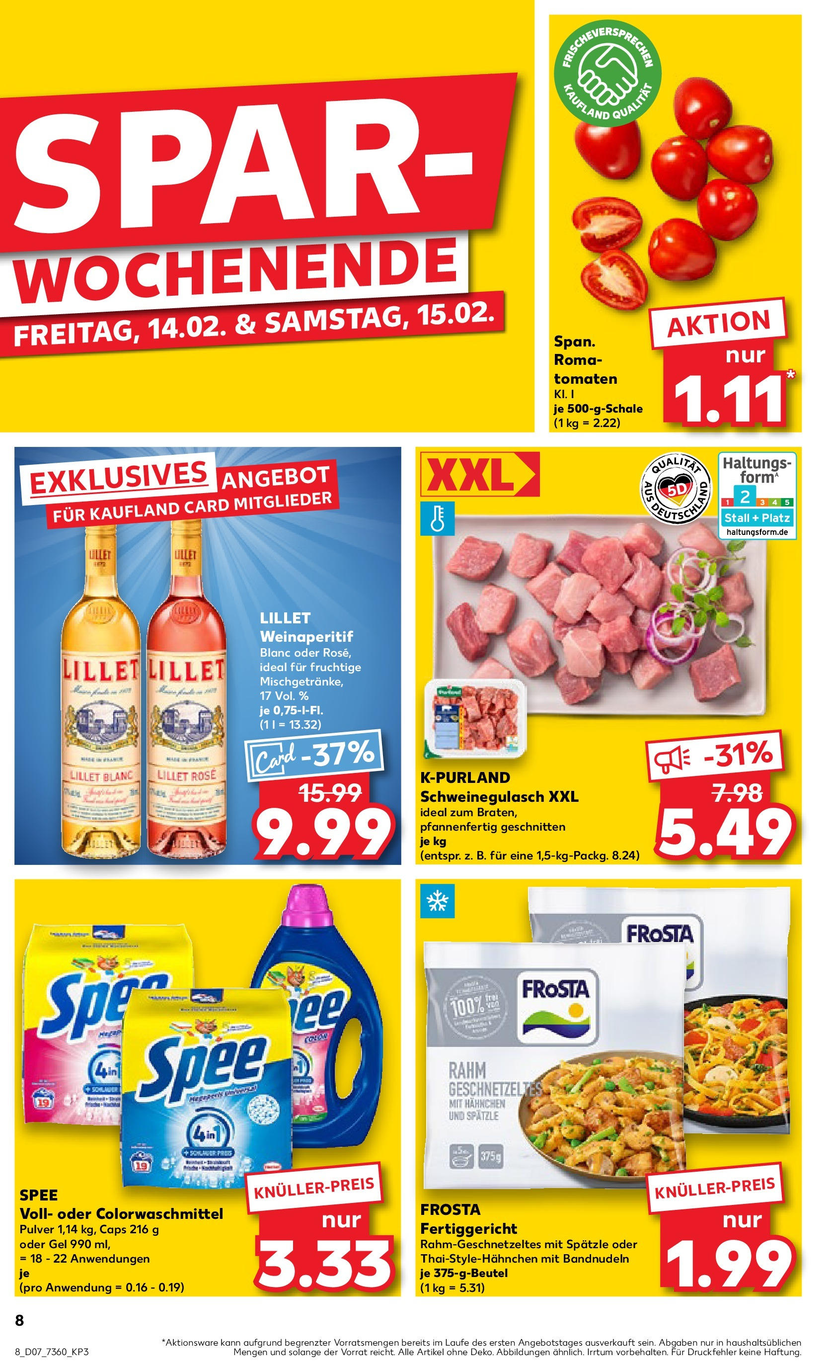 Kaufland - Leinefelde, Bahnhofstraße 48 (ab 13.02.2025) » Angebote Online zum Blättern | Seite: 8 | Produkte: Schweinegulasch, Hahnchen, Tomaten, Spee