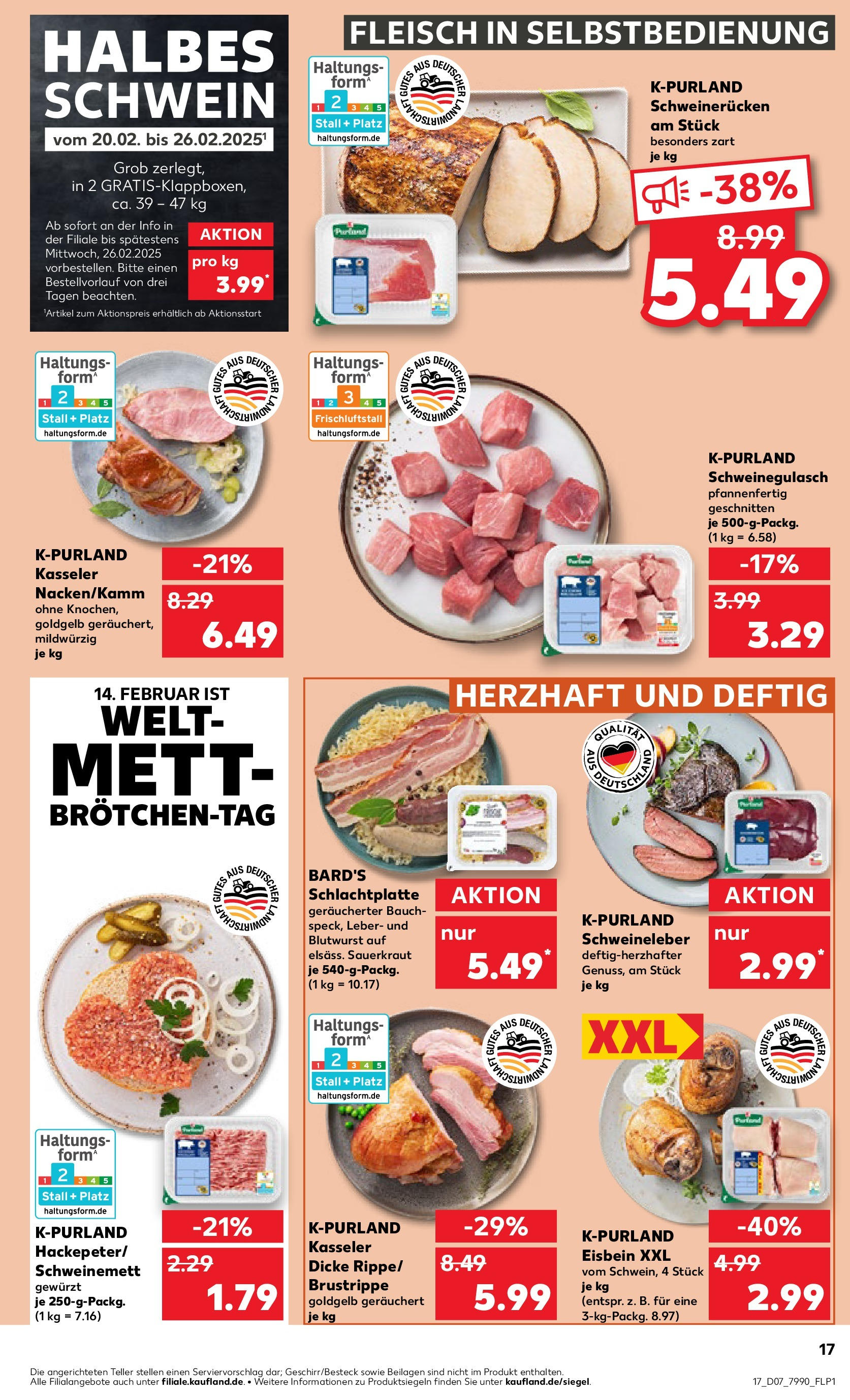 Kaufland - Mayen, Koblenzer Straße 174 A (ab 13.02.2025) » Angebote Online zum Blättern | Seite: 17 | Produkte: Schweinegulasch, Schweinerucken, Fleisch