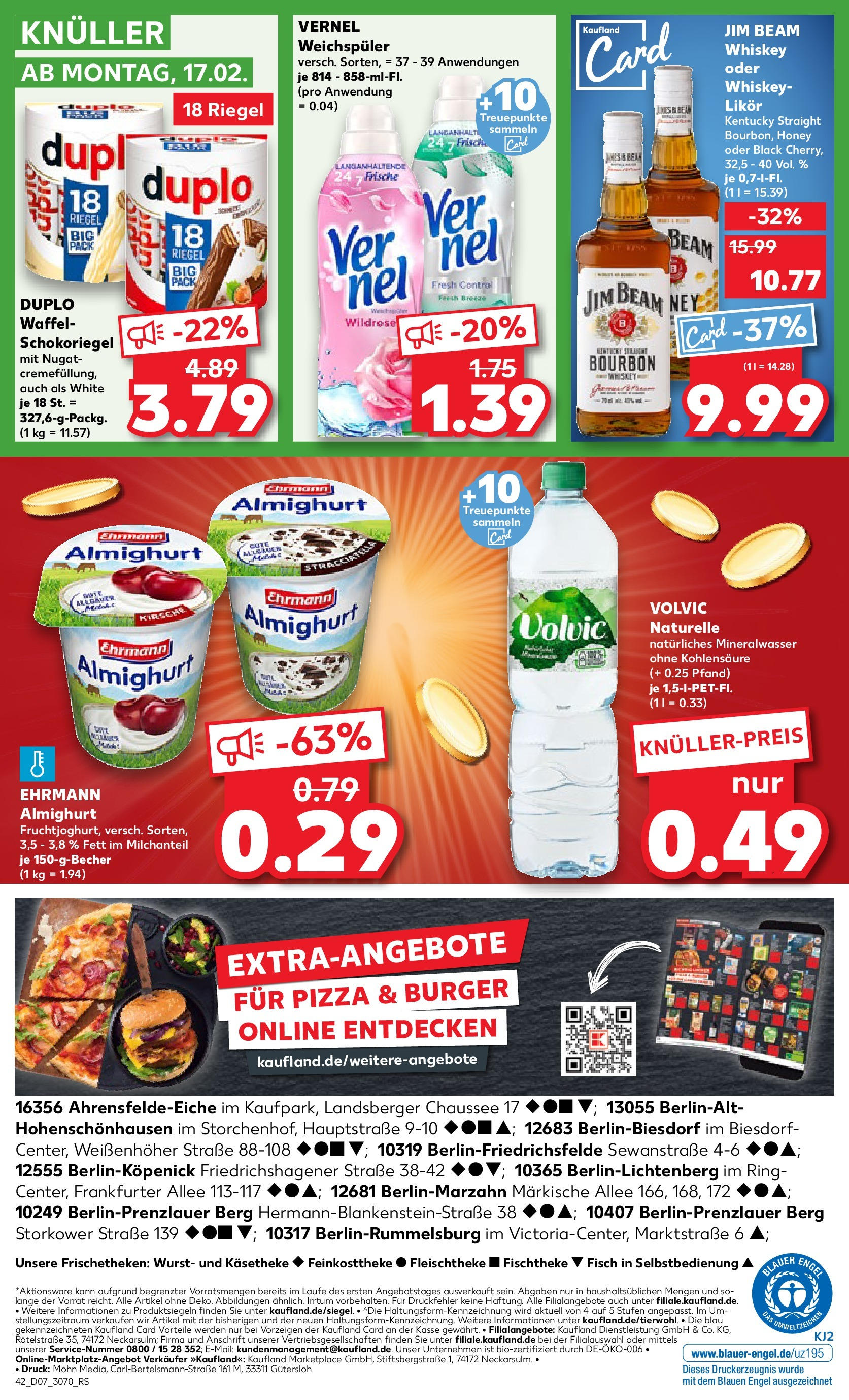 Kaufland - Ahrensfelde, Landsberger Chaussee 17 (ab 13.02.2025) » Angebote Online zum Blättern | Seite: 42 | Produkte: Ehrmann almighurt, Burger, Bourbon, Vernel