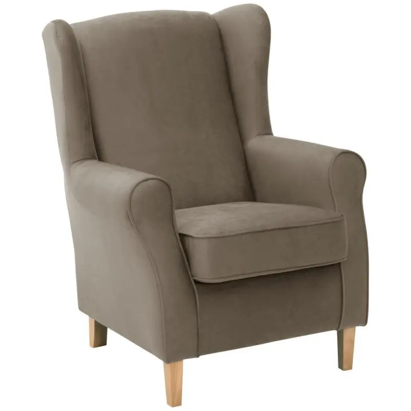 Ohrensessel mit Armlehnen Lorris Flachgewebe Hellbraun