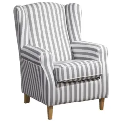 Ohrensessel mit Armlehnen Lorris Weiß/Hellbraun