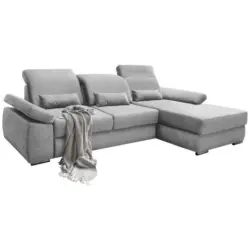 Ecksofa Milian Silberfarbens:295/188cm