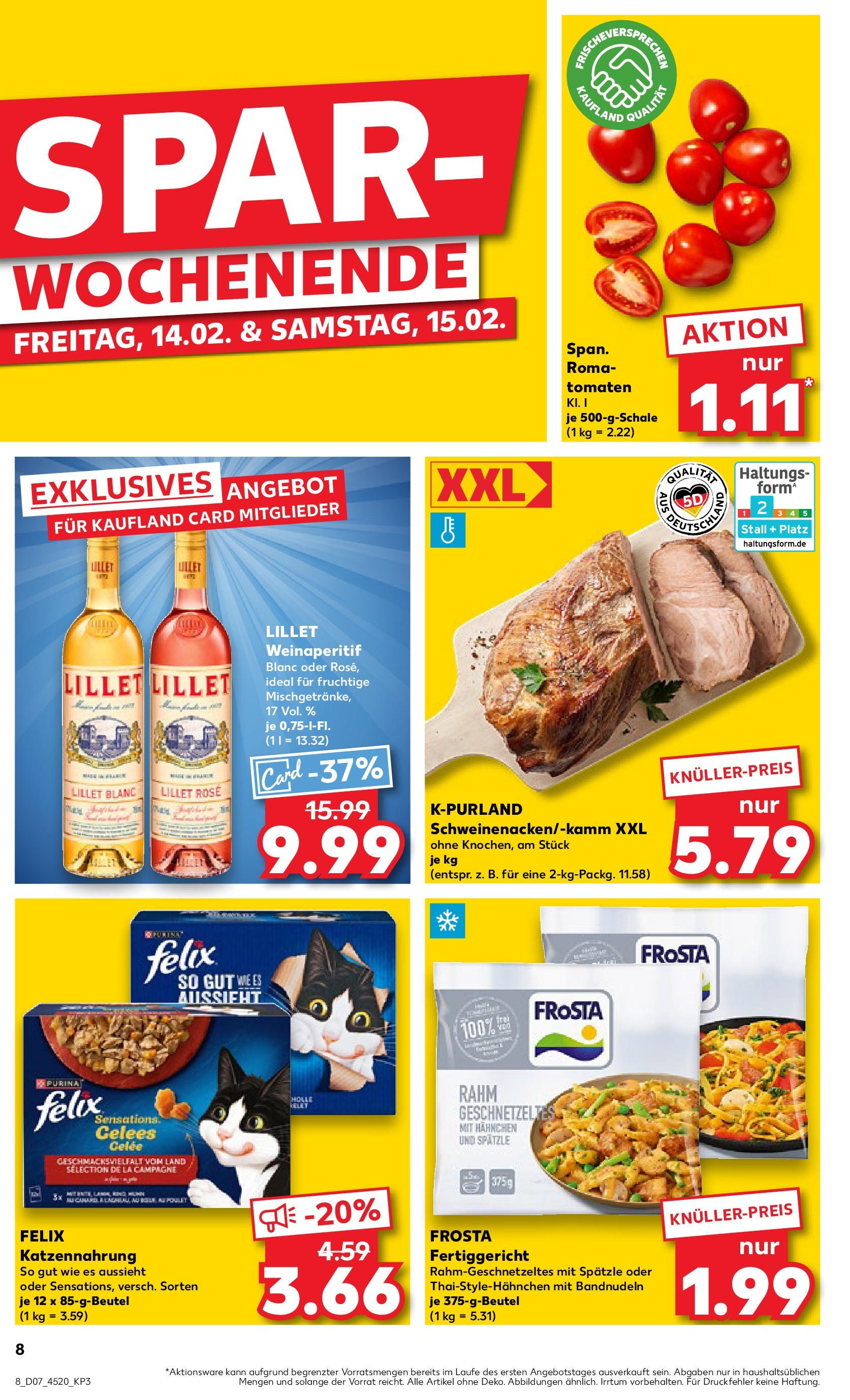 Kaufland - Bremerhaven-Fischereihafen, Bohmsiel 1 (ab 13.02.2025) » Angebote Online zum Blättern | Seite: 8 | Produkte: Hahnchen, Tomaten, Frosta, Lillet