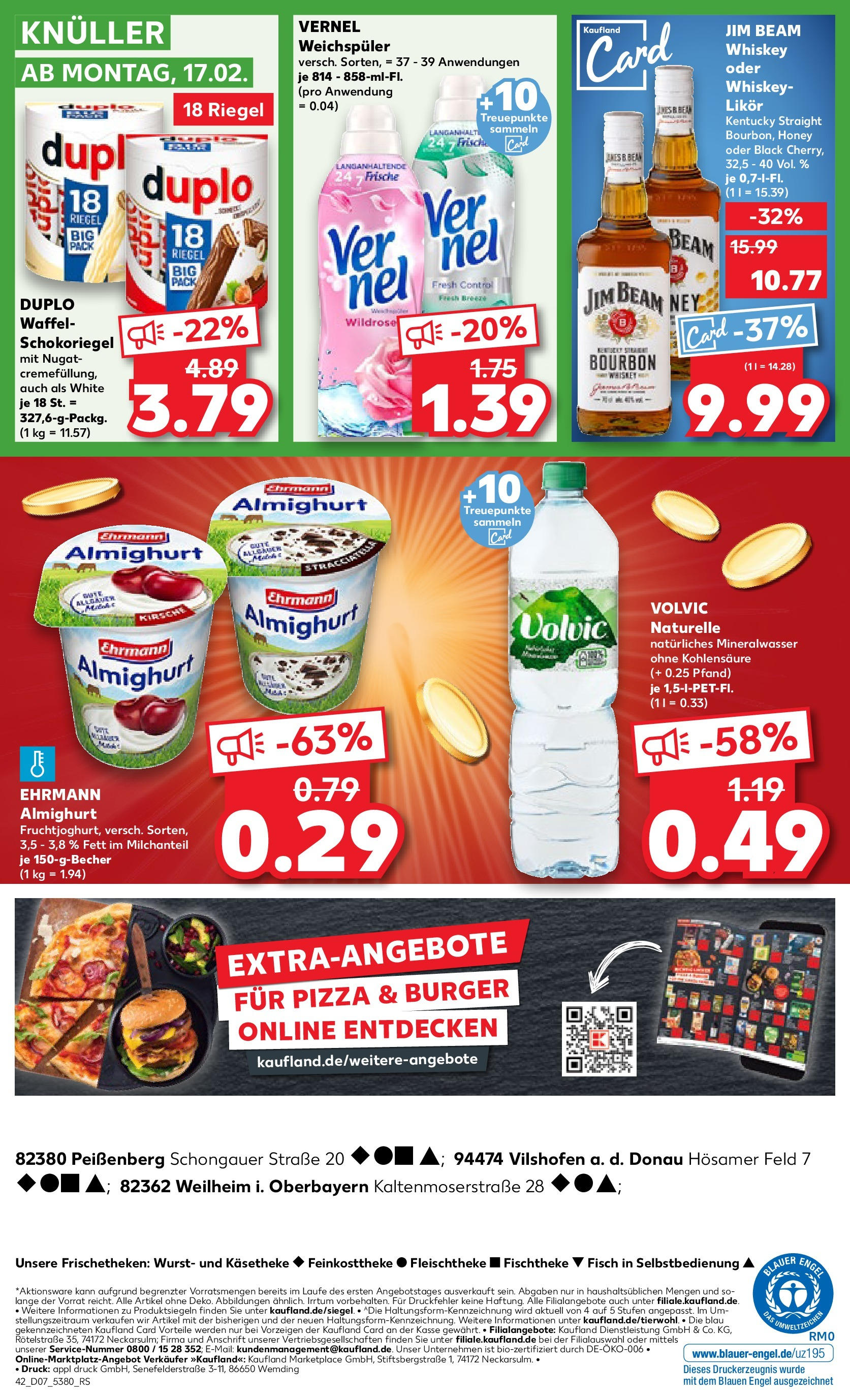 Kaufland - Vilshofen an der Donau, Hösamer Feld 7 (ab 13.02.2025) » Angebote Online zum Blättern | Seite: 42 | Produkte: Jim beam, Mineralwasser, Weichspüler, Wurst