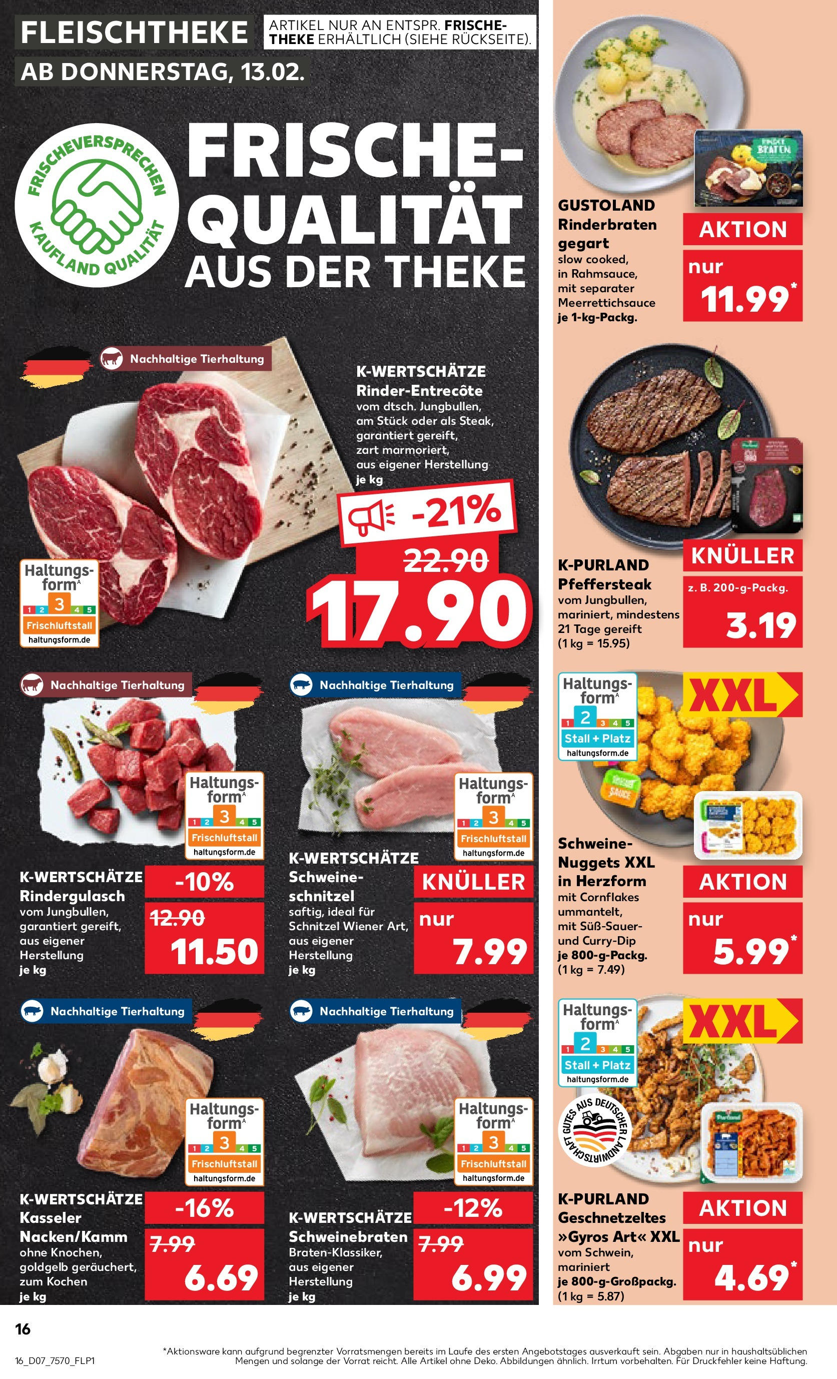 Kaufland - Krefeld, Mevissenstraße 60 (ab 13.02.2025) » Angebote Online zum Blättern | Seite: 16 | Produkte: Rindergulasch, Theke, Schnitzel, Gyros