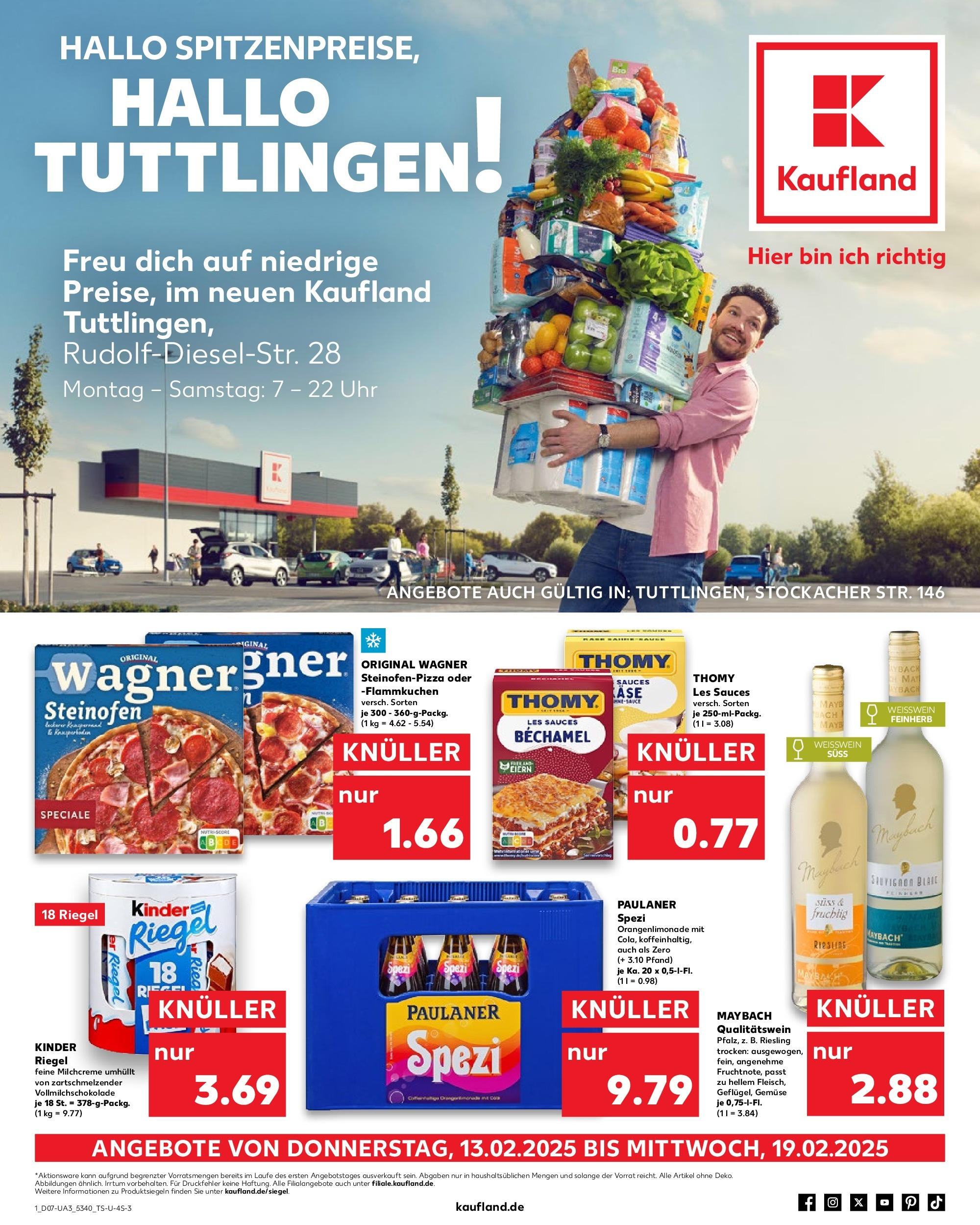 Kaufland - Tuttlingen, Stockacher Straße 146 (ab 13.02.2025) » Angebote Online zum Blättern | Seite: 1 | Produkte: Weißwein, Gemüse, Uhr, Paulaner