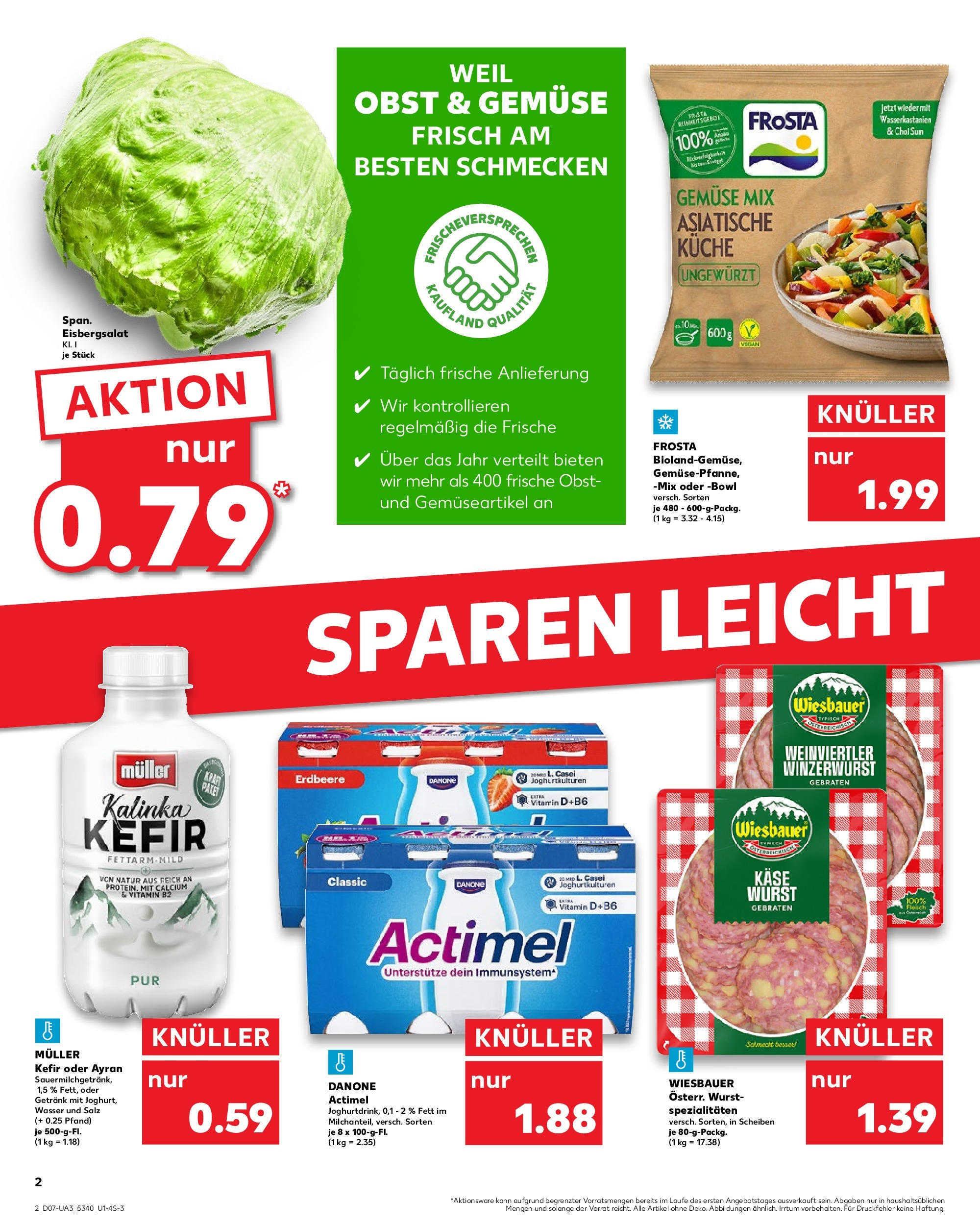 Kaufland - Tuttlingen, Stockacher Straße 146 (ab 13.02.2025) » Angebote Online zum Blättern | Seite: 2 | Produkte: Actimel, Kefir, Wasser, Gemüse