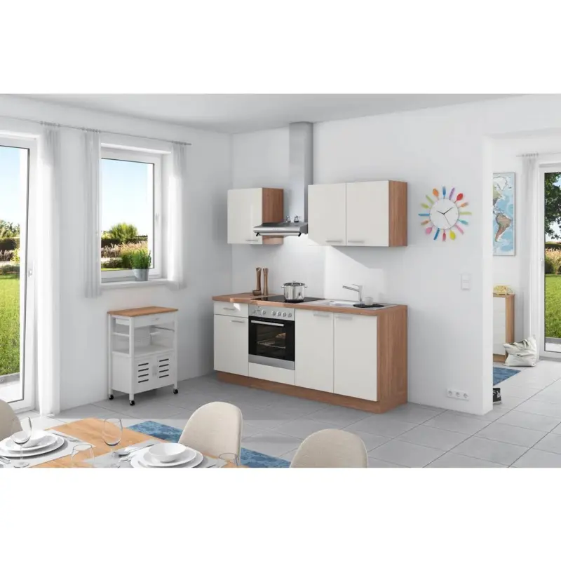 Küchenzeile Base Ohne Geräte 200 Cm Weiß/bergeiche