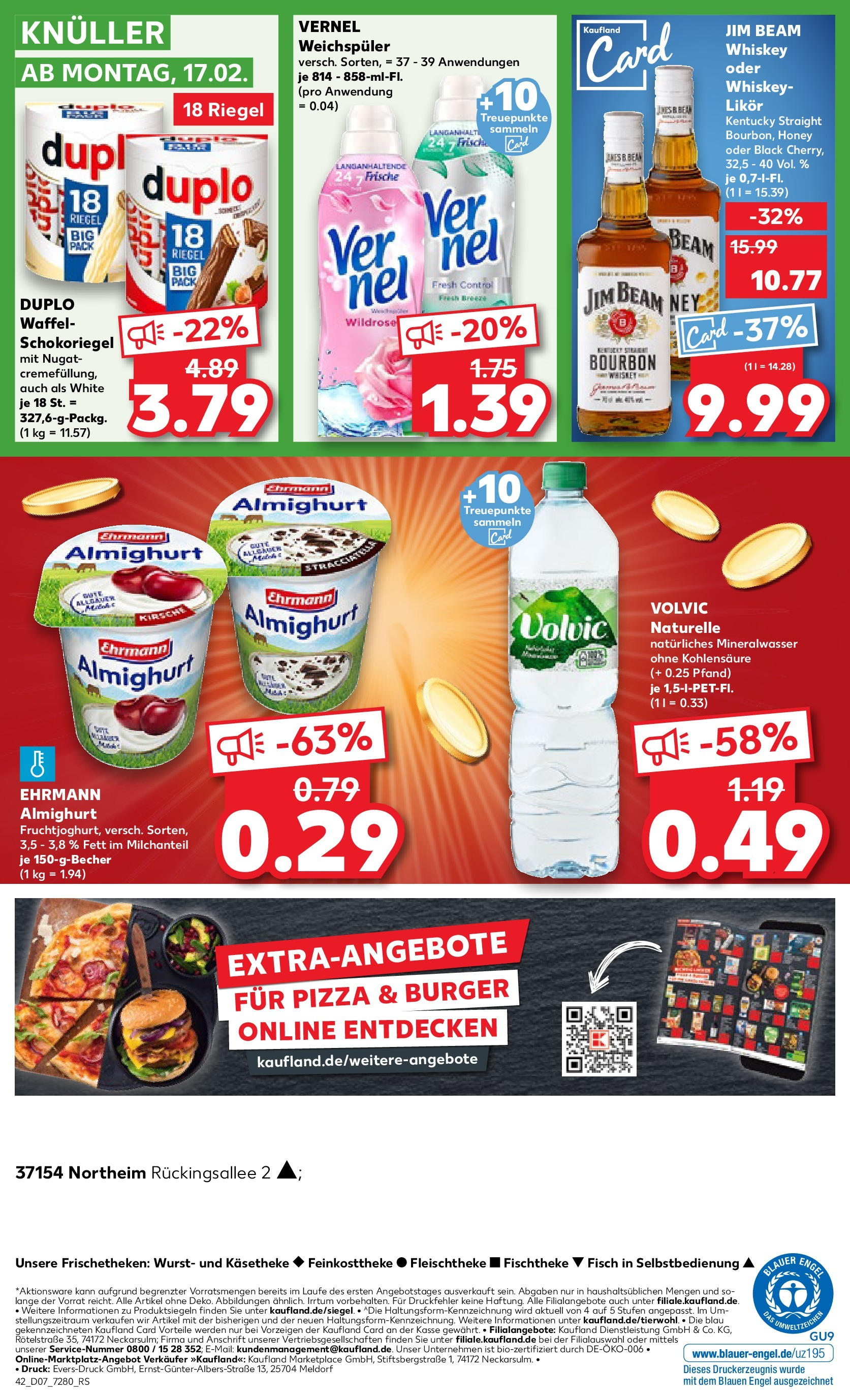 Kaufland - Northeim, Rückingsallee 2 (ab 13.02.2025) » Angebote Online zum Blättern | Seite: 42 | Produkte: Mineralwasser, Wurst, Volvic, Whiskey