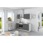 M&ouml;belix K&uuml;chenzeile Base Ohne Ger&auml;te 200 Cm Wei&szlig;/anthrazit