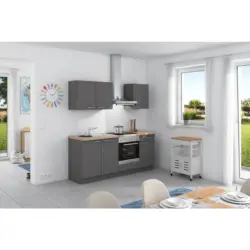 Küchenzeile Base Ohne Geräte 200 Cm Wildeiche/anthrazit