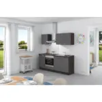 M&ouml;belix K&uuml;chenzeile Base Ohne Ger&auml;te 200 Cm Anthrazit/eiche Grau