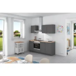 K&uuml;chenzeile Base Ohne Ger&auml;te 200 Cm Wildeiche/anthrazit